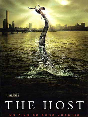 The Host (2006) movie poster showing a giant aquatic monster rising from Seoul’s Han River against a city skyline.