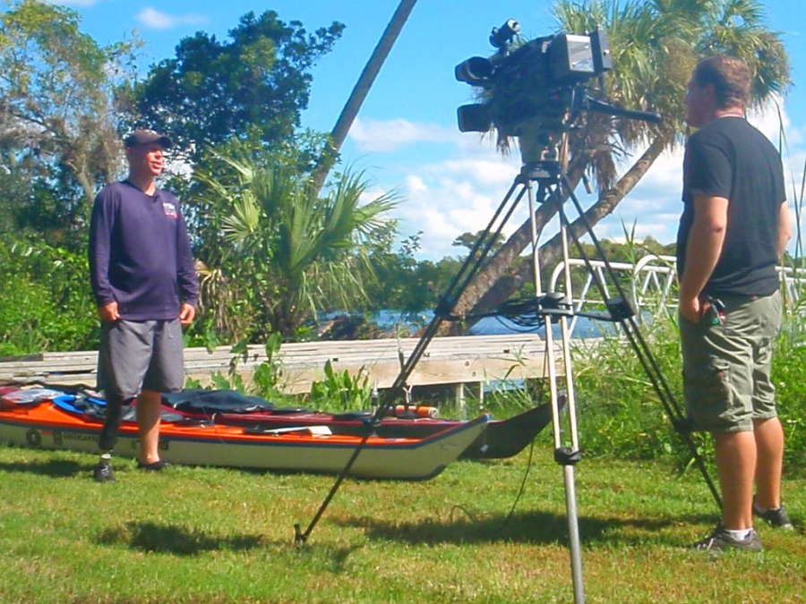 Sean being interviewed during our 190 mile kayak expedition of the The Great Calusa Blueway Paddling Trail in Lee County, Florida