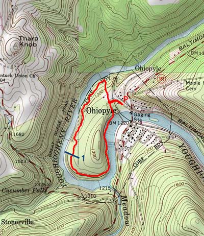 Ohiopyle contour map